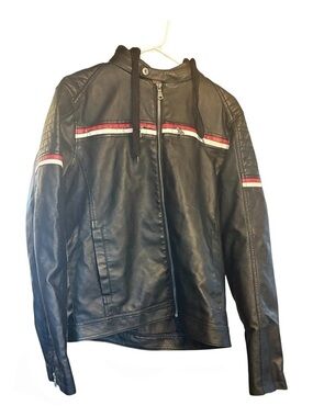 Hard Edge Color Block Moto Jacket Size Medium